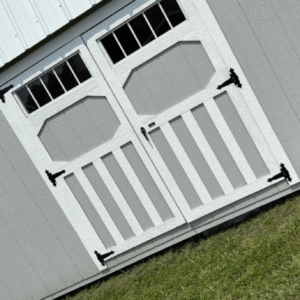 12X28 Barnstyle lofted grey white trim